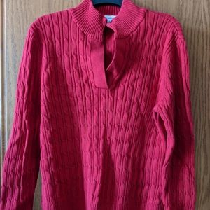 Liz Claiborne, sz XL, red split neck sweater